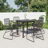 The Living Store - Tuinset - Eethoek - 59x58x85.5 cm - Zwart - PVC-rattan/Massief teakhout