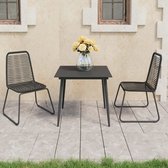 The Living Store Mobilier de jardin - Set Chaise et Table de Jardin - Rotin PVC - Zwart - 54x59x91 cm