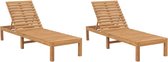 The Living Store Tuinbed - Hout - Verstelbare rugleuning - 60x200x30 cm