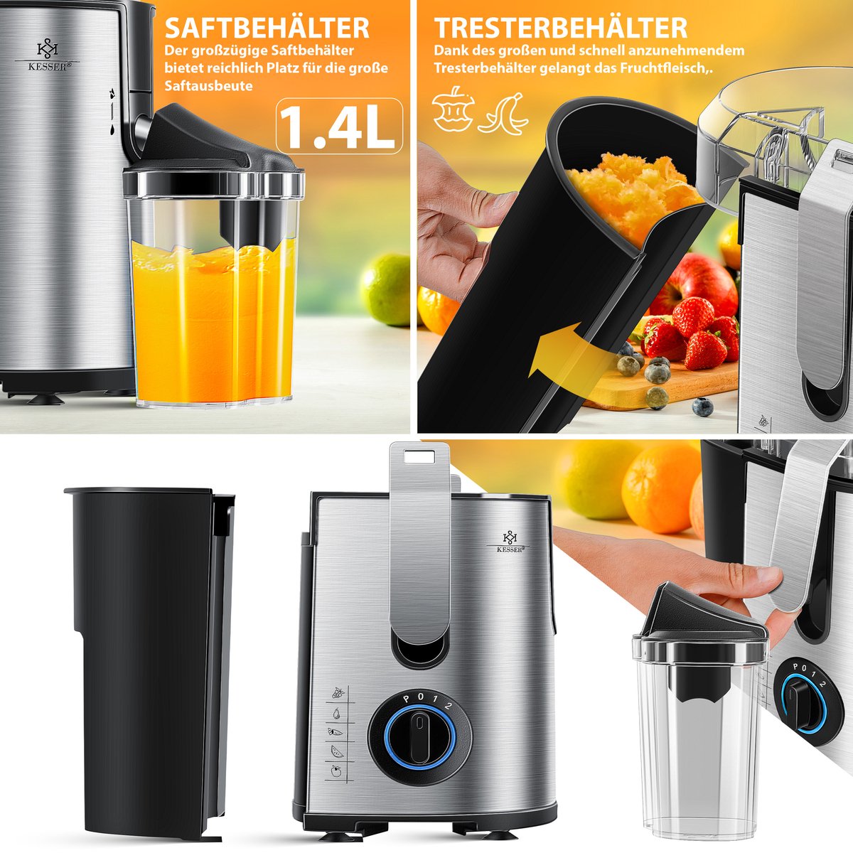 KESSER Slowjuicer - 1100W Sapcentrifuge thumbnail 5