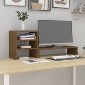 The Living Store Support pour écran en bois de pin – Design Classique – Compartiment de rangement – ​​Soulage la Suspense – Marron miel – 81 x 20 x 30 cm