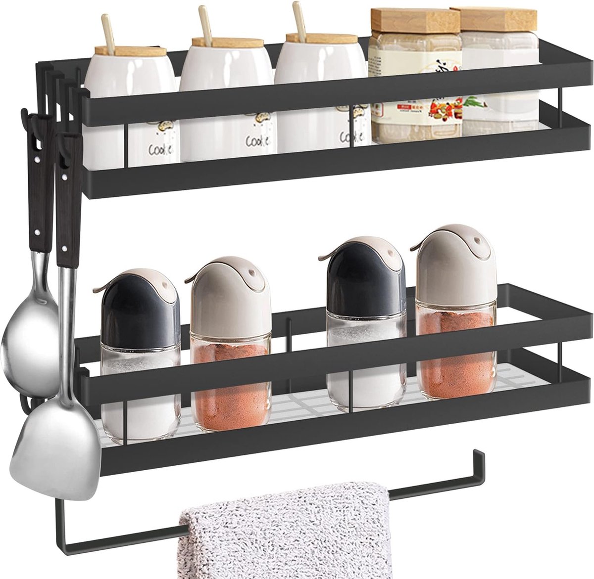 Rangement Epices Cuisine, étagère épices en Métal Sans Percage, Range épices  Murale Cuisine, Porte épices pour