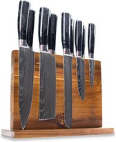 Shinrai Japan - Ensemble de couteaux avec bloc - 9 pièces - Bloc de couteaux - Double face - Couteau - Couteau de chef - Damas japonais Onyx - Avec coffret cadeau de Luxe