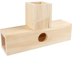 Duvoplus - Hok - Knaagdier - Houten T-tunnel 24x14,5x6,5cm Houtkleurig - 1st