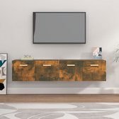The Living Store Wandkast - Hangkast - Afmetingen- 80 x 35 x 36.5 cm - Kleur- Gerookt eiken - Materiaal- Bewerkt hout