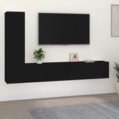 The Living Store TV-meubelset - Zwarte bewerkte houten televisiemeubels - 80 x 30 x 30 cm en 30.5 x 30 x 60 cm - Opbergruimte
