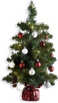 Sapin de Noël artificiel décoré H50 cm - Avec éclairage et boules - Sapin de Noël