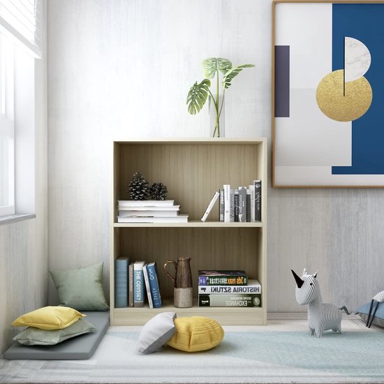 The Living Store Boekenkast 2-laags - 60 x 24 x 74.5 cm - Sonoma eiken