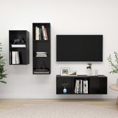 The Living StoreTV-meubelsetHoogglans zwart37x37x72 cm - 37x37x107 cmBewerkt houtMet wandbevestiging