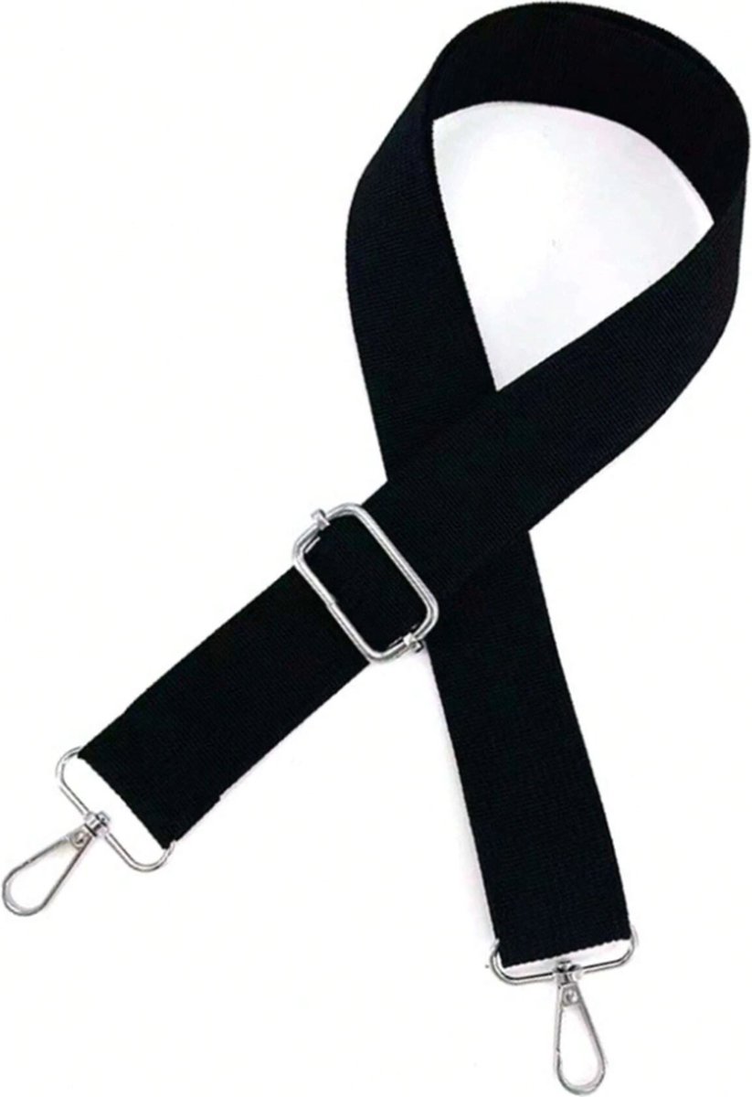Bag Strap - Bagstrap - Tassenriem - Schouderband - Verstelbaar - Zwarte Band - Zilveren Gesp - JONQ