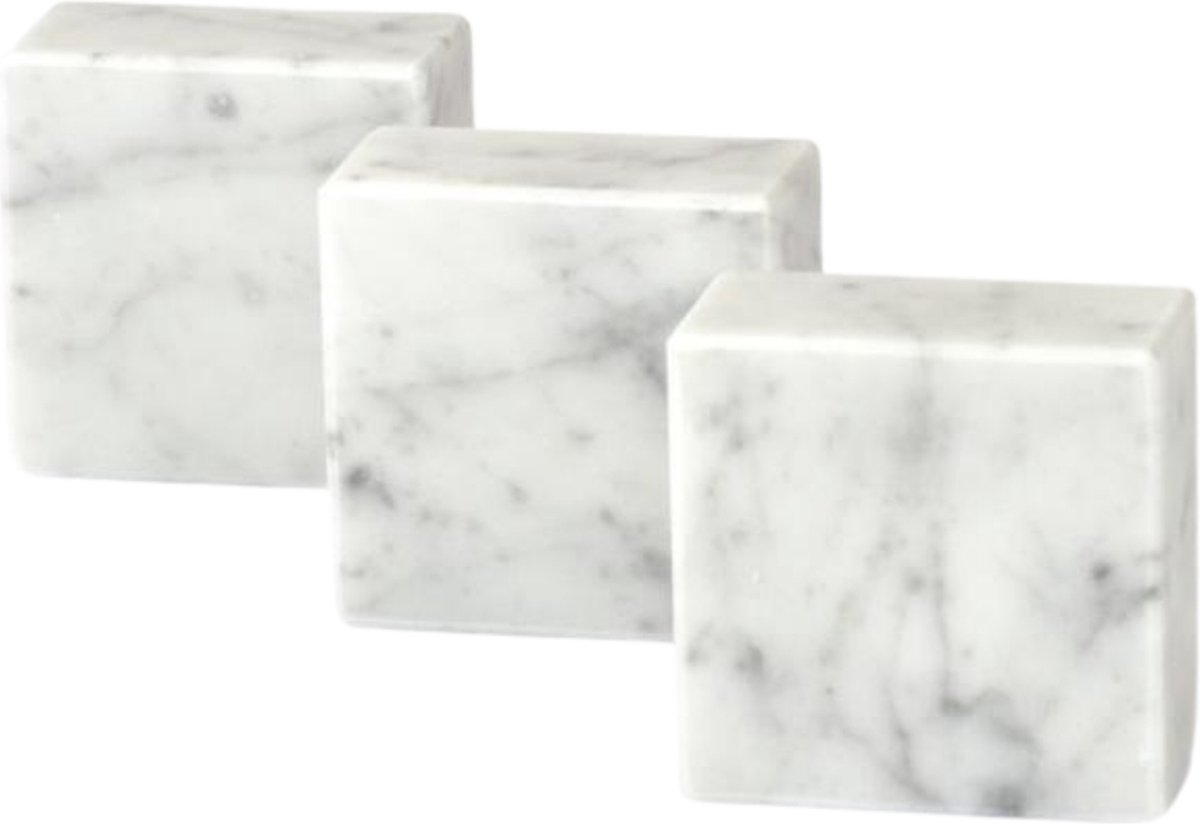 Kabinet van Look - Magneet - Magneetblok - Sleutel Organizer - Sleutelhanger - Marmer - Monolyth I Carrara - 3-pack