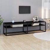 The Living Store TV-kast - 160 x 40 x 40.5 cm - zwart glas en staal