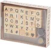 Set de tampons en bois Alphabet - Lettres - Encre dorée et encre noire