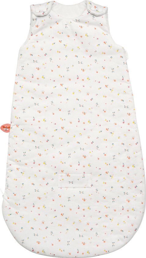 NOUKIE'S - Babyslaapzak voor de winter, 1-6 maanden, 70 cm, TOG 2 tot 3,5 cm, ritssluiting - polyester/katoen - wit & roze Louli