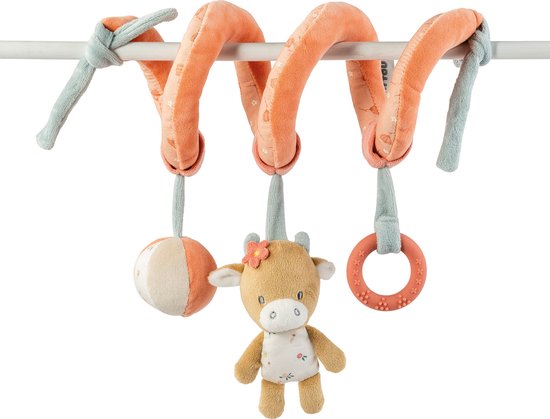 Nattou Mila, Lana en Zoe - Speelspiraal boxspiraal - 27 cm - Koraal