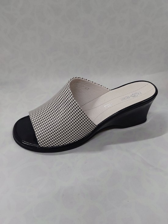 ROHDE 5544 / slippers met hak / wit - zwart / maat 39