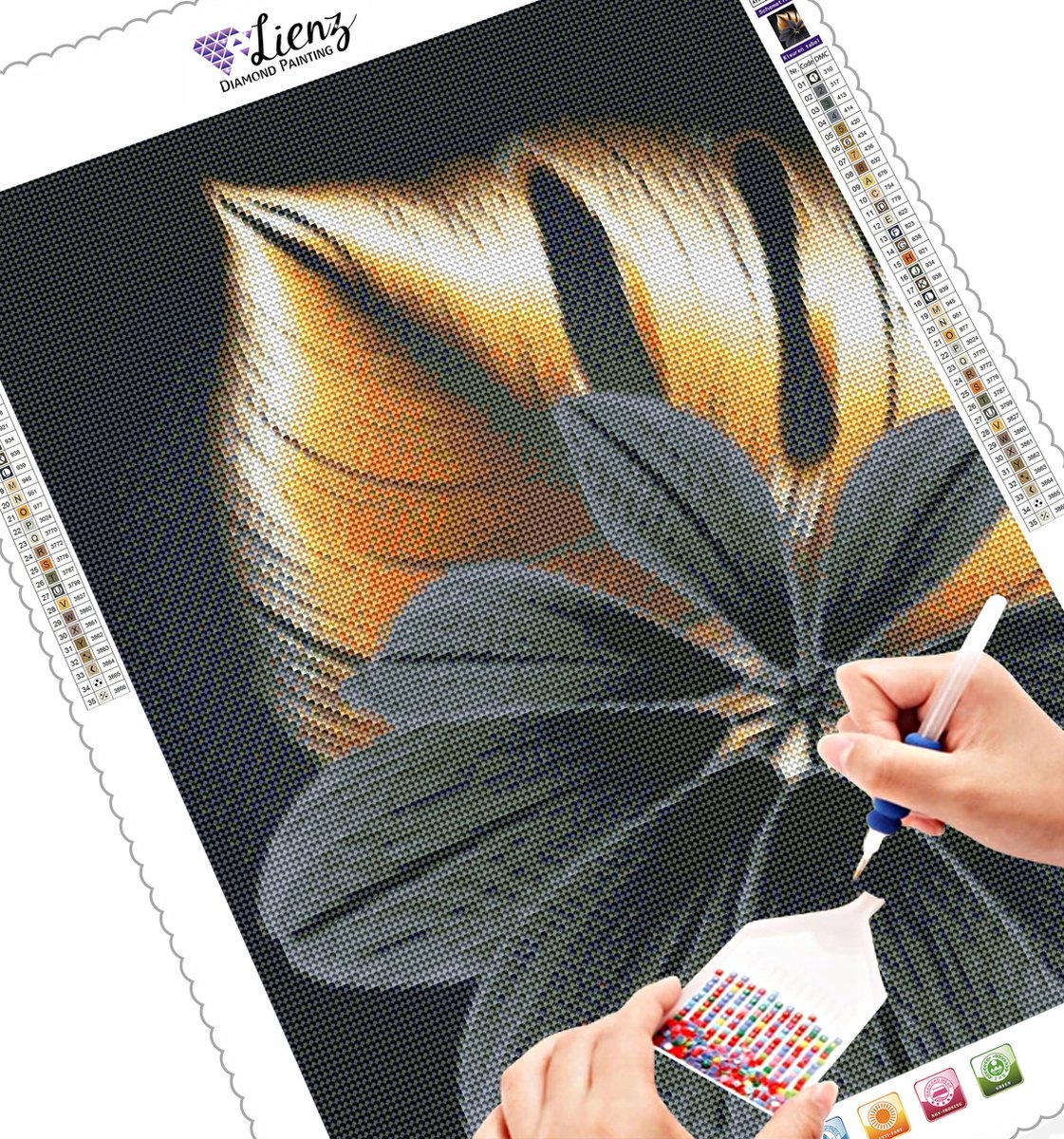 Lienz® Diamond Painting volwassenen 40x50cm – Rond – Bloemen – Volledig - Pakket Volwassenen — afbeelding 3