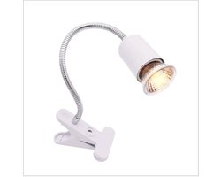 Warmtelamphouder reptielen - wit - geschikt voor terrarium - inclusief 75 watt halogeen warmtelamp voor reptielen E27 - UVB + UVA