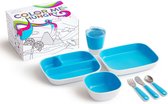 Munchkin Splash ColorMe Hungry Set | Cadeauset voor Kinderen | 7-Delige Eetset in leuke Cadeauverpakking | Kraamcadeau | Kleur Blauw