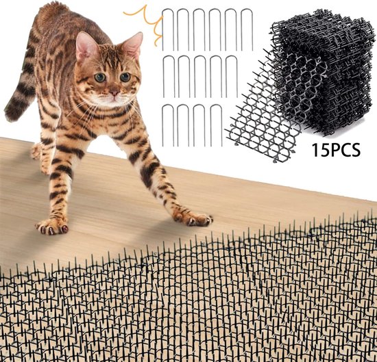 Grille à épines pour chat, tapis répulsif pour chat 15 pièces, barrière  pour animaux