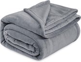 fleece deken voor bed en bank grijs XXL 270x230cm, grote deken voor tweepersoonsbed super zachte donzige deken voor woonkamer en slaapkamer