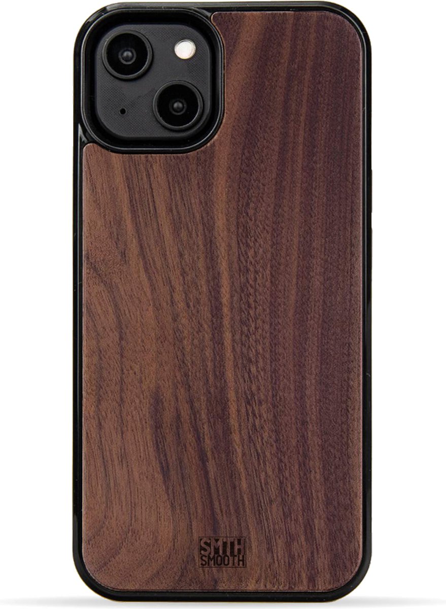SMOOTH houten iPhone 12 / 12 Pro hoesje - WALNOOT - stijlvol en beschermend - gemaakt van echt hout en TPU - ecologisch en duurzaam - MagSafe compatibel