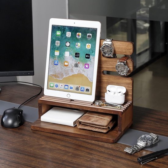 ProCase Horlogehouder Stand voor Mannen, Cadeau voor Hem Papa Vader Vriendje, Houten Sieraden Display Rack, Ketting Hanger Organizer voor Kettingen Armbanden Ringen - Bruin ProCase Horlogehouder Stand voor Mannen, Cadeau voor Hem Papa Vader Vriendje, Houten Sieraden Display Rack, Ketting Hanger Organizer voor Kettingen Armbanden Ringen - Bruin