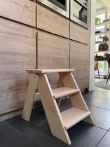 Trendyard houten keukentrap - opstapkrukje hout - keukenkrukje/opstapje - keukentrapje 3 treden - inklapbaar - opvouwbaar - opklapbaar - beukenhout - Scandinavisch design - opstapje volwassenen - keukenkrukken