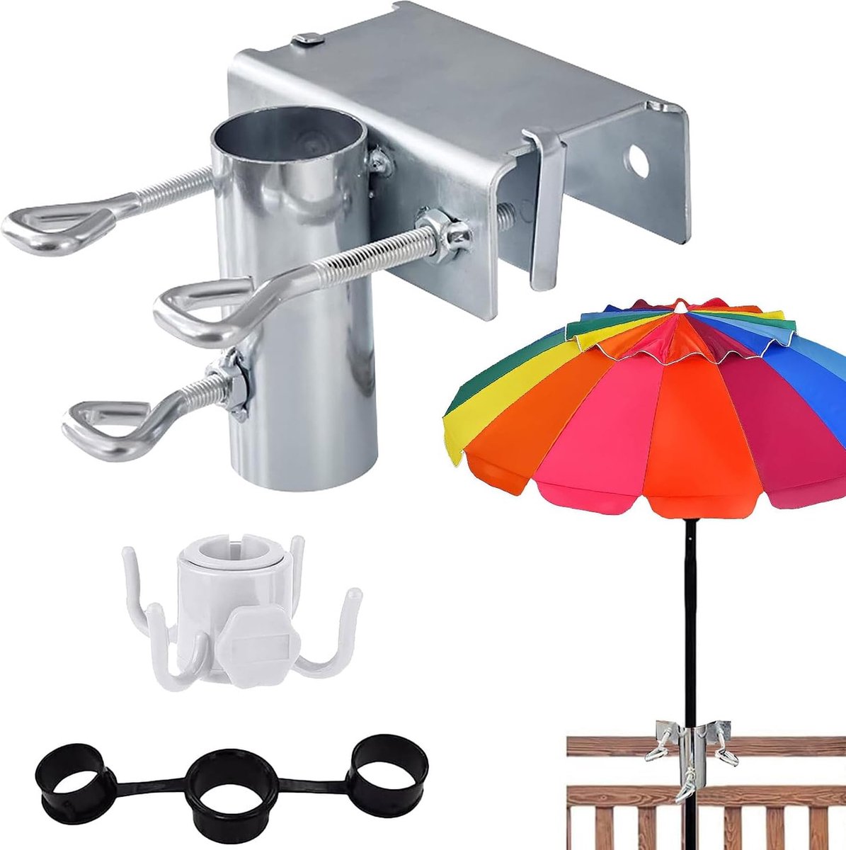 VANROUG Lot de 2 supports robustes pour parasol de terrasse, clôtures, balcon ou cour extérieure, etc