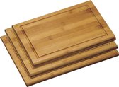 3x Bamboe houten snijplanken set 21 x 31/28 x 38/32 x 44 cm - Keukenbenodigdheden - Kookbenodigdheden - Dikke snijplank van hout - Snijplankjes/snijplankje