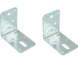 Hoekankers - 8x stuks - verzinkt - 9x9 cm - stoelhoek - slobgat 30 x 11 mm - hoekverbinding