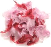 3x zakjes van 10 gram decoratie veren roze tinten - sierveren/deco veertjes - Hobby materialen