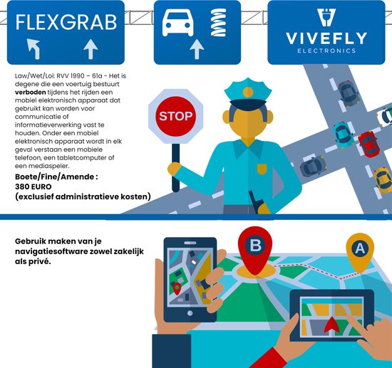 Vivefly Electronics FlexGrab - Telefoonhouder - gsm houder - Auto Accessories - Telefoon Houder - Telefoonhouders - Vivefly Electronics