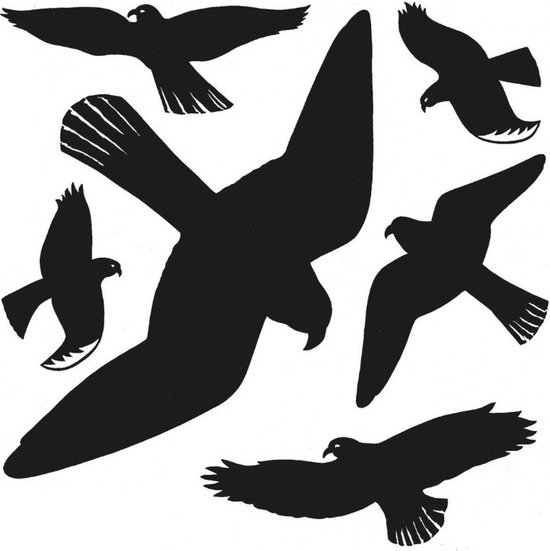 Vogel afweer raamstickers - 12x - zwart - op een vel van 30 x 30 cm - Vogelwering stickers - Vogel Afweer Raamstickers