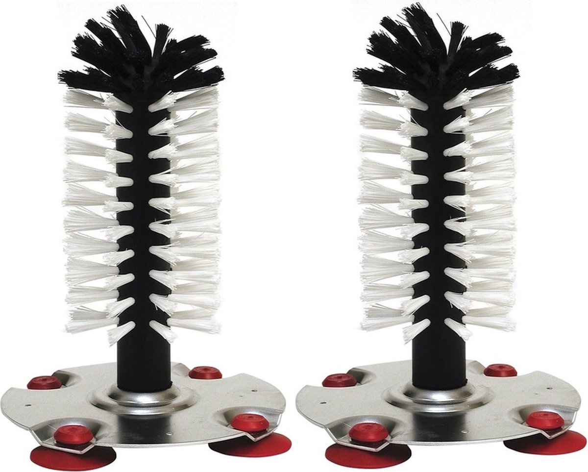 Goedkoopste Spoelborstel enkel - 2x - voor bierglazen en meer - 8 x 8 x 19 cm - zilver - professionele horeca borstel - schoonmaak accesoires