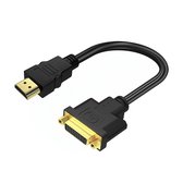 MMOBIEL HDMI naar DVI Kabel Adapter - Bi-directioneel - Vrouwelijk DVI-I Dual Link naar Mannelijk HDMI - Kabelconverter voor monitor, PC, TV, Projector - 1080p Full HD 60Hz - Gouden Connector 0,3 m
