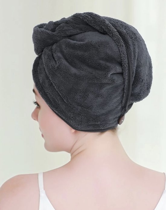 Sneldrogende Microvezel Haarhanddoek - Haar towel - Haar Badhanddoeken - Badtextiel - Alle Haartypes - Haartulband - Badstof - Zwart