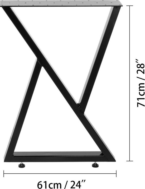 tafelpoten, 28 x 18 inch tafelpoten, set van 2, robuuste bankpoten, Z-vormige metalen tafelpoten, smeedijzeren tafelonderstel, doe-het-zelf meubels voor eettafel met rubberen vloerbeschermers, mat | NL