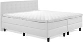 Boxspring Luxe 200x210 Knopen Wit Lederlook