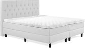 Boxspring Luxe 200x210 Capiton Wit Lederlook