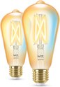 WiZ Edison Filament - 2 pack Slimme Led Verlichting - Warm- tot Koelwit Licht - E27 - 50W - Goud - WiFi