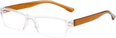 XYZ Eyewear Leesbril Bruin +3.50 - Dames - Heren - Leesbrillen - Trendy - Lees bril - Leesbril met sterkte - Voordeel - Randloos - Met sterkte +3.50