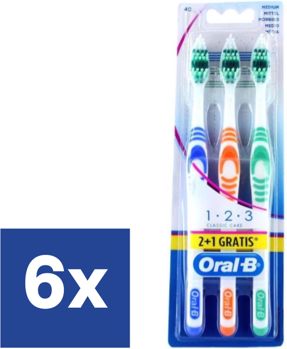 Oral-B 1-2-3 Classic Medium Tandenborstels - 6 x 3 stuks