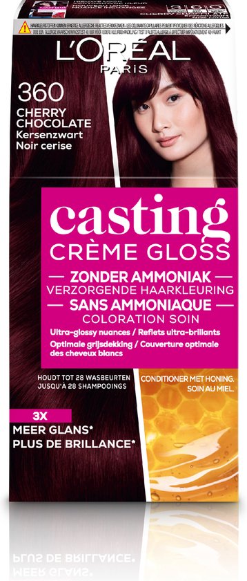 L'Oréal Paris Casting Crème Gloss Kersenzwart 360 - Semi-permanente Haarkleuring Zonder Ammoniak