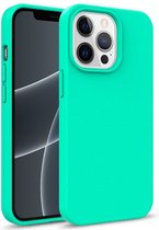 Coque Eco iPhone 15 Pro Max - Coque de téléphone flexible Bio - Mobiq Flexible Eco Case turquoise - Convient pour iPhone 15 Pro Max