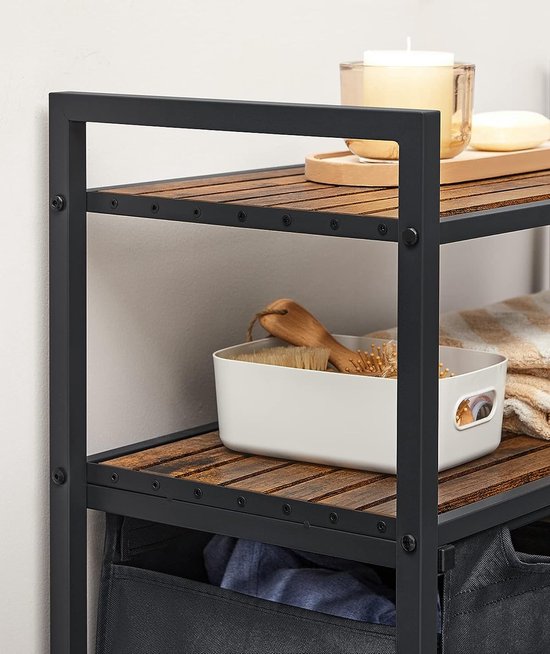 Panier à linge Furnstar avec 2 étagères - 46 L - 73×33×92cm - Marron