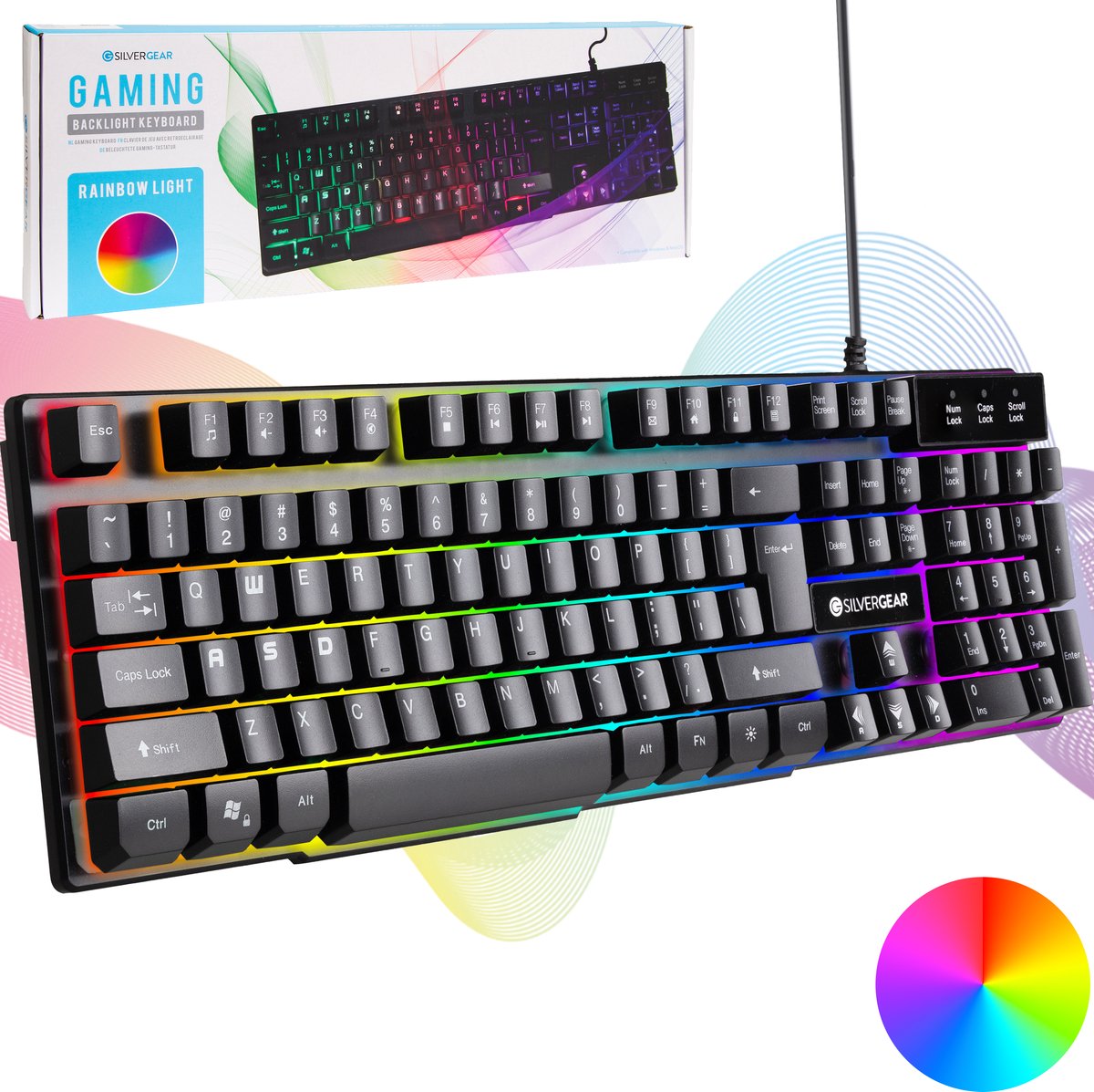 Silvergear Gaming Toetsenbord - Game Keyboard - QWERTY met LED - Zwart - Silvergear