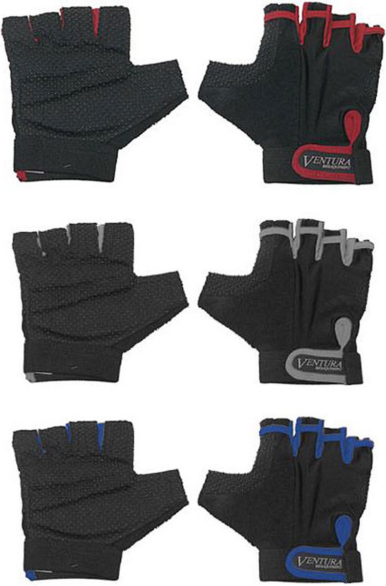 M-Wave Fietshandschoenen Gel - Comfort & Grip - Maat M - Zilver/Zwart, Rood/Zwart, Blauw/Zwart