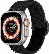 iMoshion Bandje Geschikt voor Apple Watch Bandje Series 1 / 2 / 3 / 4 / 5 / 6 / 7 / 8 / 9 / SE / Ultra (2) - 42 / 44 / 45 / 49 mm - iMoshion Elastisch nylon band - Zwart