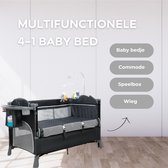 Multifunctionele Opvouwbare Babywieg - Babybedje, Commode, Speelbox en Wieg in één - Geschikt voor 0-6 jaar - Ouders-Naast-Bed - Inclusief Luiertafel - Comfortabele Oplossing voor Baby's - Zwart